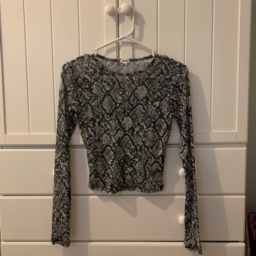 Sheer Snake Print Long Sleeve